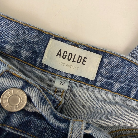 AGOLDE || 90's Mid Rise Loose in Isolate Distressed Straight Leg Jeans 29 - Picture 5 of 9